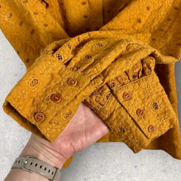 Sezane Bobby Blouse Saffron Yellow Gold Womens Size 34 French US 2 Top Bohemian - Picture 8 of 15